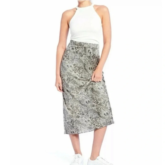 NWT Free‎ People Normani Bias Snake-print Midi Skirt Grey Size 0 - Picture 1 of 12